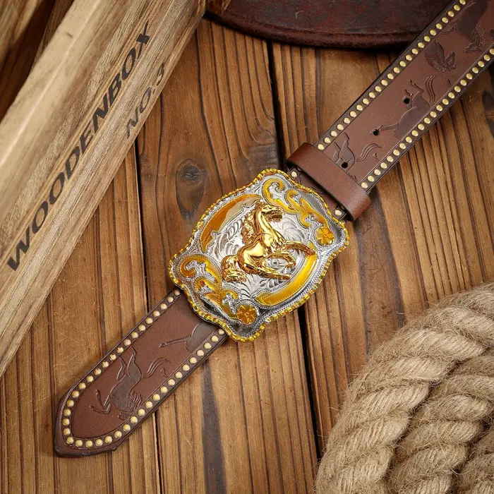 Ceinture en PU de style occidental avec boucle