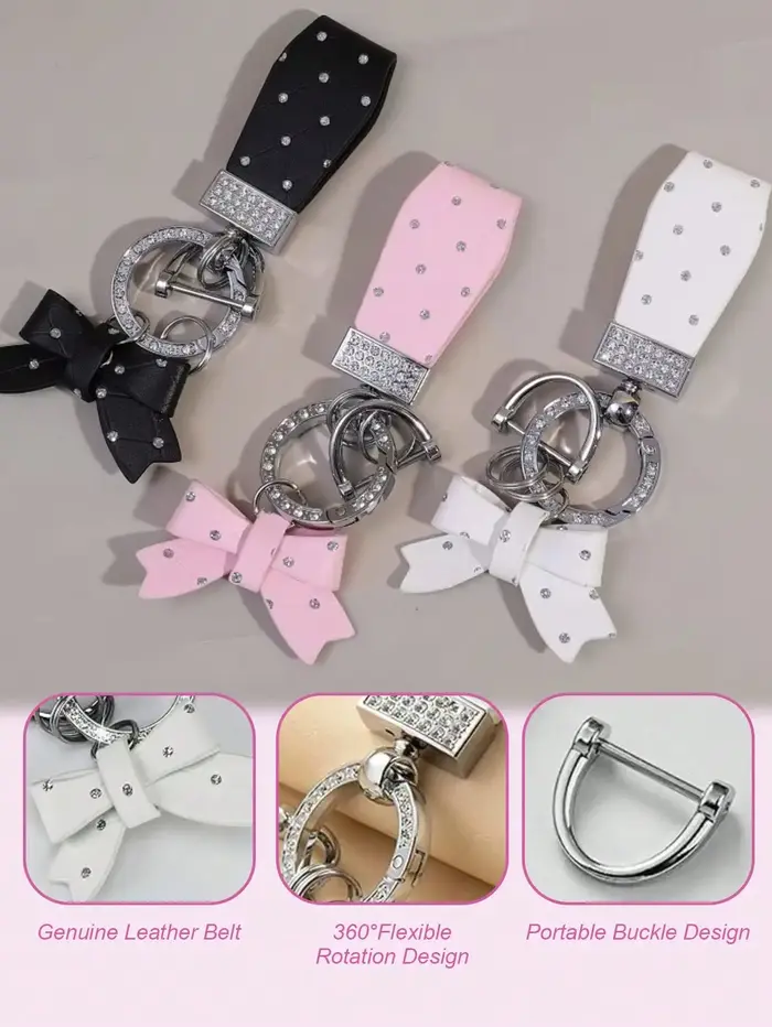 Porte-clés de luxe avec nœud en strass