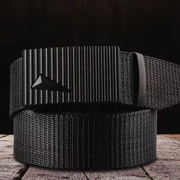 Ceinture de mode coréenne pour hommes, ceinture en toile et nylon de couleur unie avec boucle automatique, ceinture en nylon de qualité supérieure pour l'extérieur et l'entraînement militaire