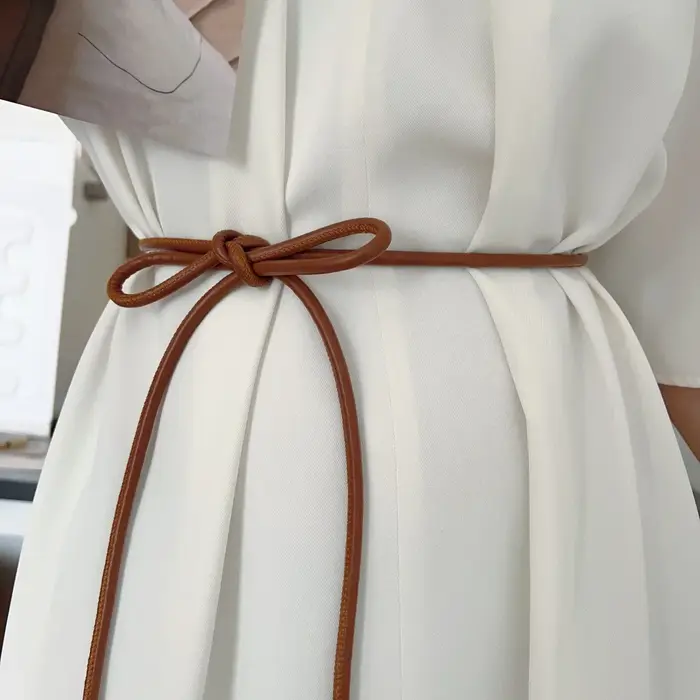 Ceinture ronde en cuir ornée d'un nœud polyvalent pour femme
