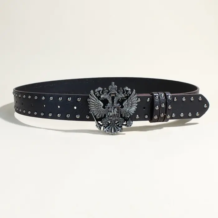 Ceinture en cuir PU de Style Punk noir avec goujons en métal