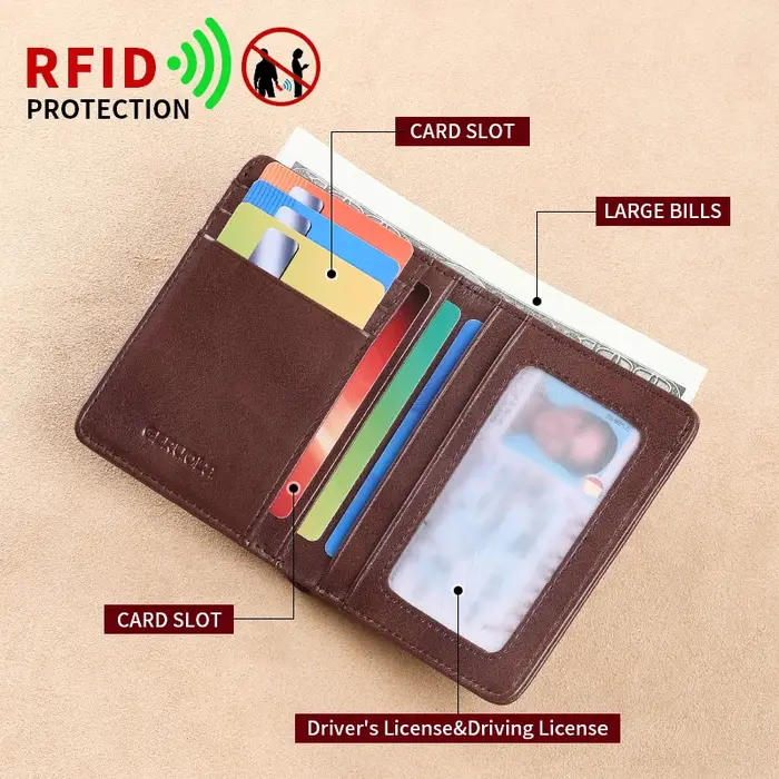 GERUOLA Portefeuille pour homme en cuir vintage – Blocage RFID ultra fin