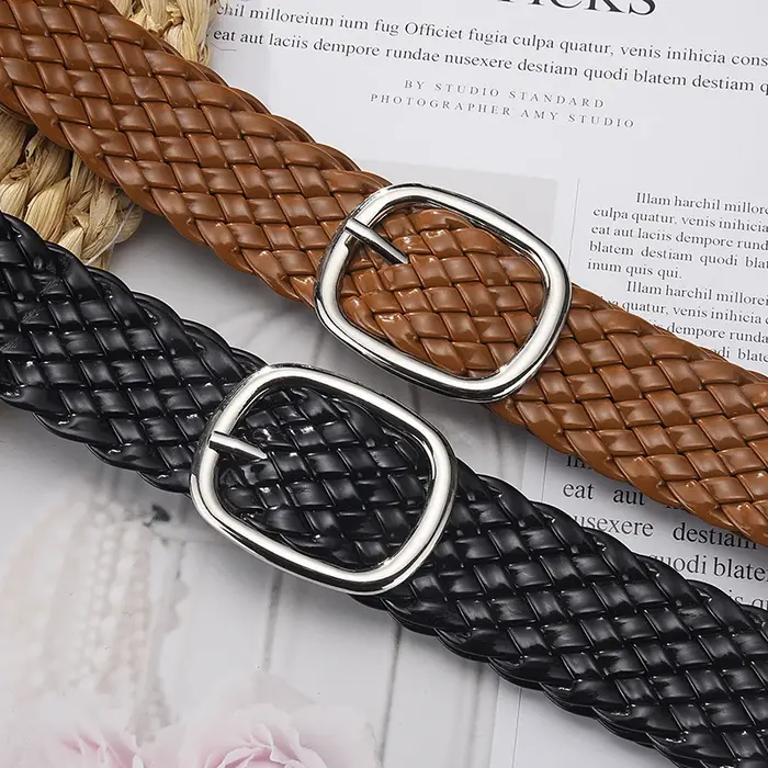 Ceintures tressées de couleurs vives pour femmes, ornement de taille pour dames, sans trous, assorties à tout