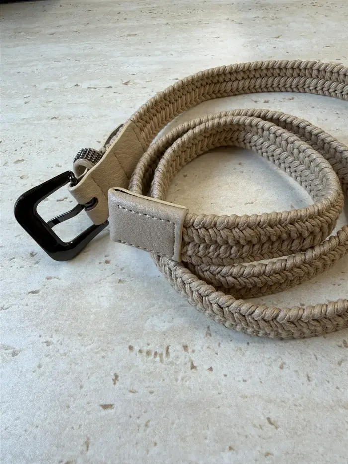 Ceinture tissée perlée pour femme, élégante et polyvalente