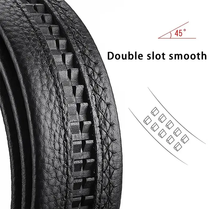 2 pièces ceinture pour hommes mode sans boucle ceintures haut de gamme noir souple en cuir PU hommes