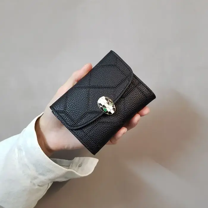 Nouveau portefeuille Snakehead pour femme, court, à trois volets, vertical, personnalisable, mini-portefeuille, petit porte-cartes frais, antivol