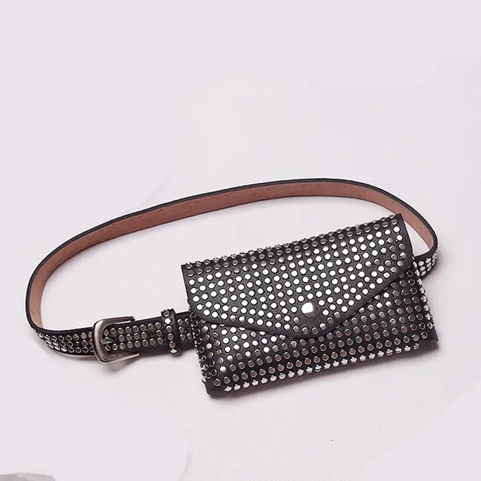 Petit sac de taille polyvalent pour téléphone portable, nouvelle mode, Style Punk, Rivet, ceinture n