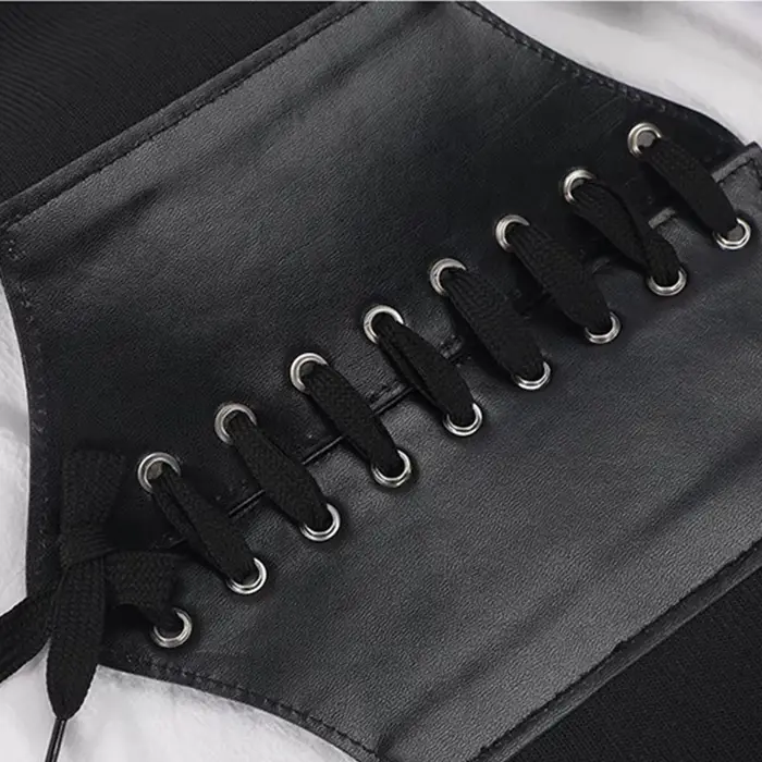 Corset femme gaine amincissante Sexy large ceinture en cuir Cummerbunds sangle ceintures pour femmes taille haute