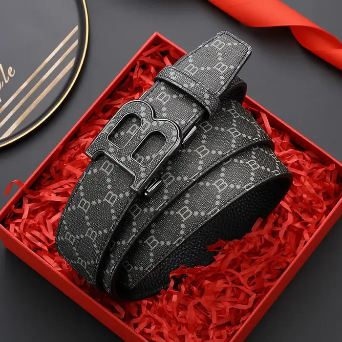 Ceinture en cuir classique à imprimé B pour homme