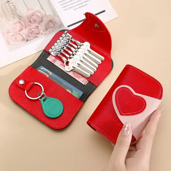 Porte-clés multifonction en cuir PU pour femmes