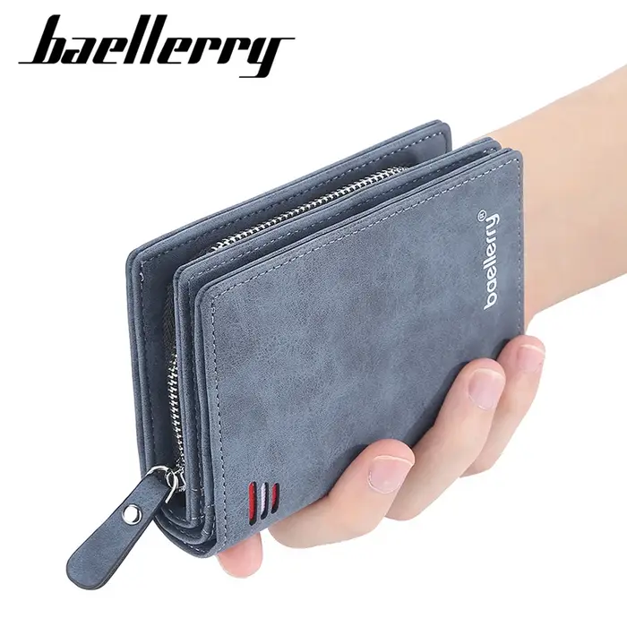 Baellerry nouveaux hommes portefeuilles de haute qualité marque porte-carte court mâle sacs à main fermeture éclair
