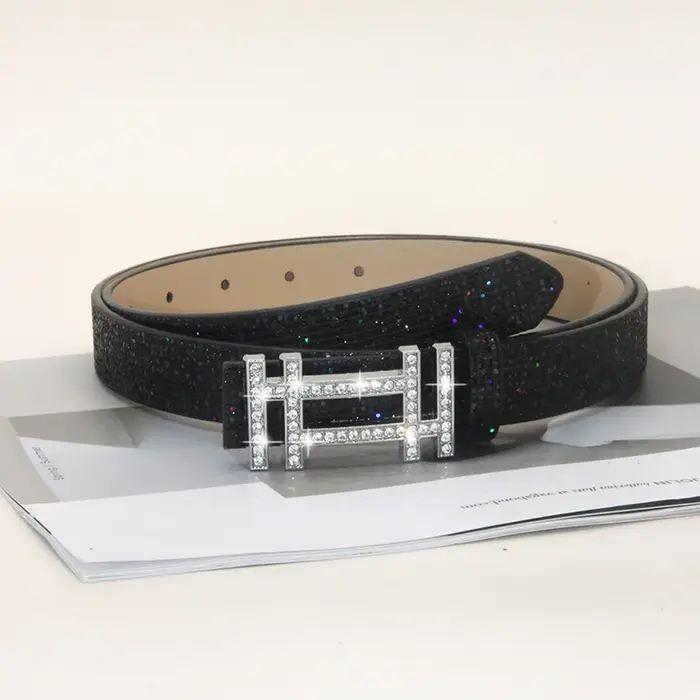 Ceinture en strass scintillants pour femmes, polyvalente, Design de marque de luxe, boucle coulissan
