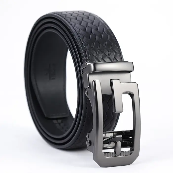 Ceinture pour homme en cuir véritable avec boucle automatique en alliage métallique, design de luxe de marque, ceintures de taille pour homme, sangle masculine