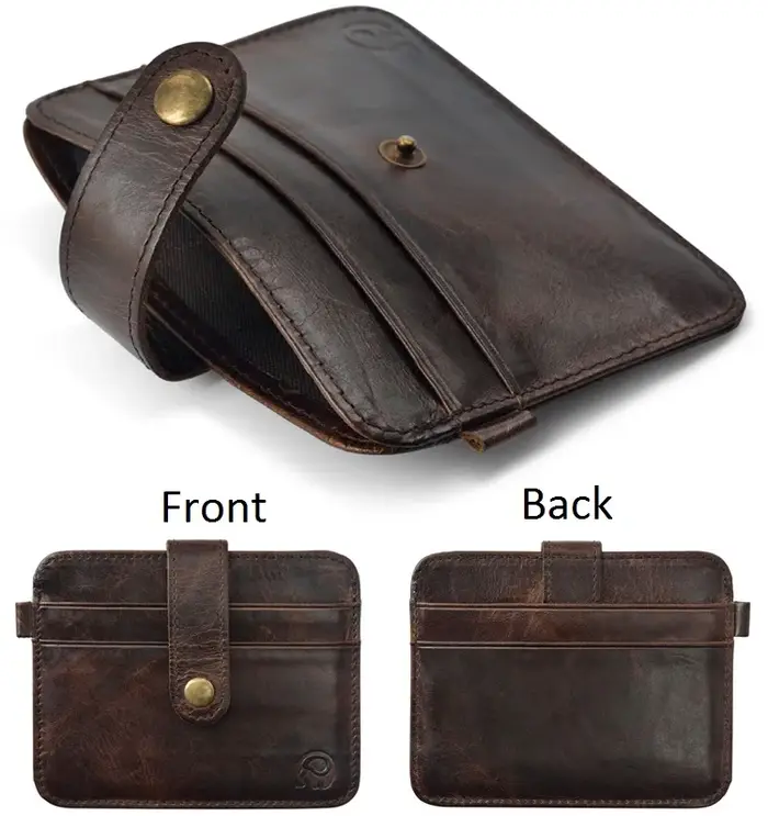 Hommes en cuir véritable mince portefeuille mâle petit sac à main Mini sac d'argent Walet