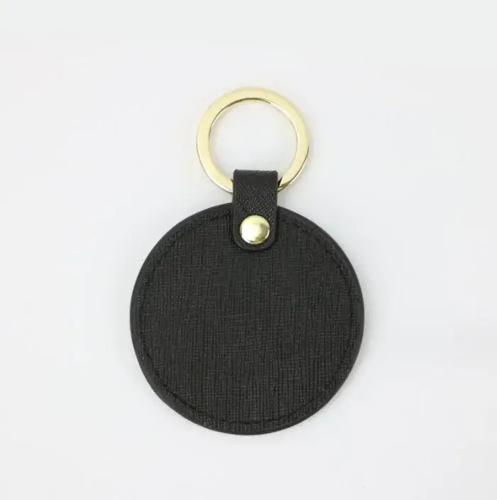 Porte-clés rond initial personnalisé gratuit, porte-clés de voiture en cuir véritable saffiano, anne