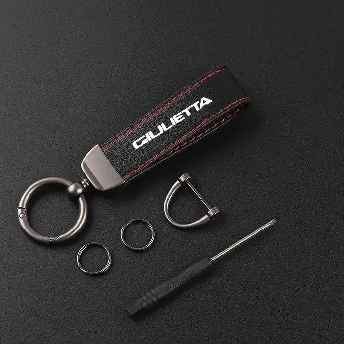 Porte-clés en cuir de luxe avec pendentif insigne de voiture pour Alfa Romeo Giulietta