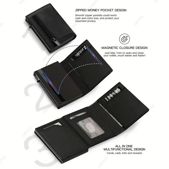 Rfid porte-carte de crédit portefeuille hommes porte-carte bancaire boîtier en aluminium en métal mince minimaliste Walet porte-monnaie portefeuilles intelligents pour hommes