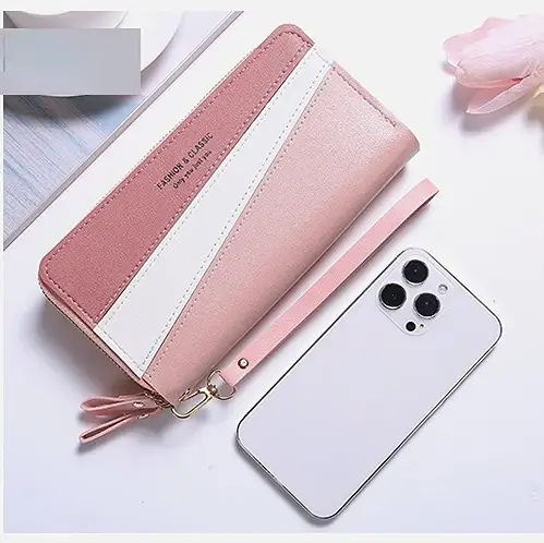 Kawaii – grand portefeuille rose en cuir pour femmes