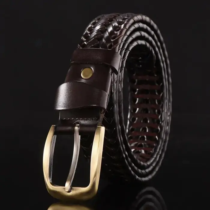 Ceinture tressée en cuir de vache véritable pour hommes et femmes