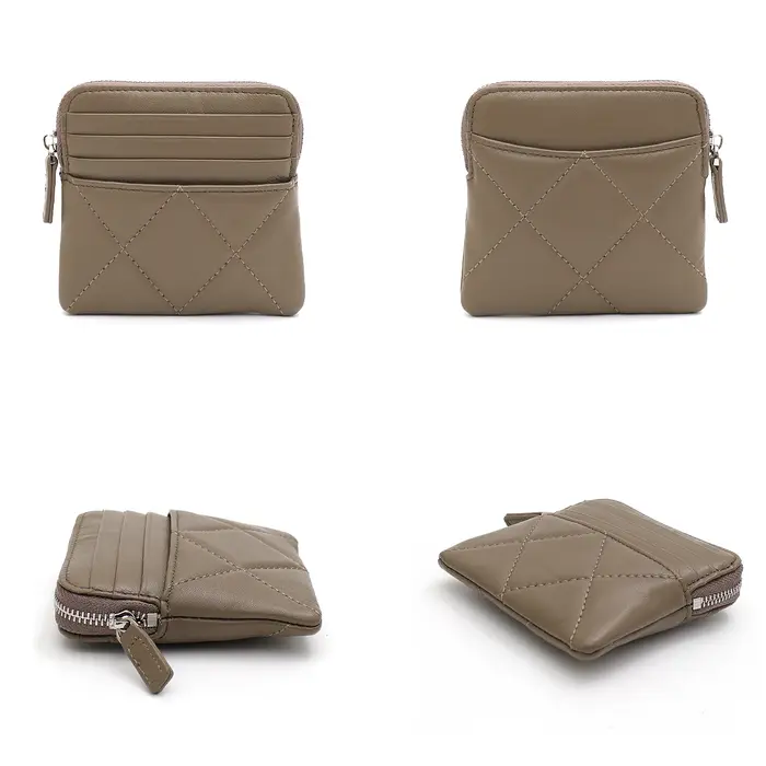 SC – petit portefeuille matelassé en peau de mouton pour femmes, porte-cartes multi-fentes, sac d'argent à fermeture éclair, porte-monnaie Portable et polyvalent