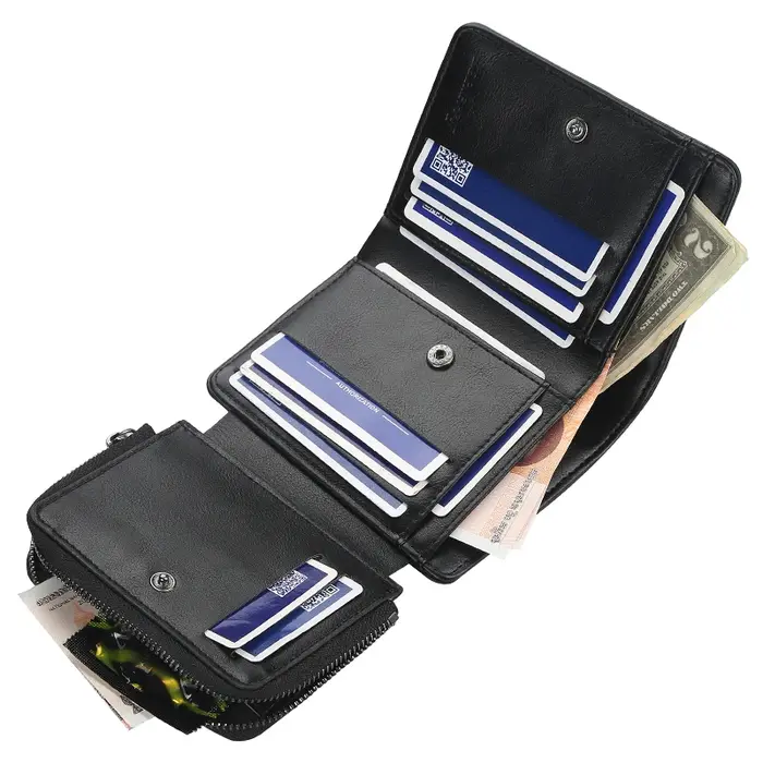 Nouveaux hommes en cuir portefeuilles de haute qualité fermeture éclair court design porte-carte homme sac à main