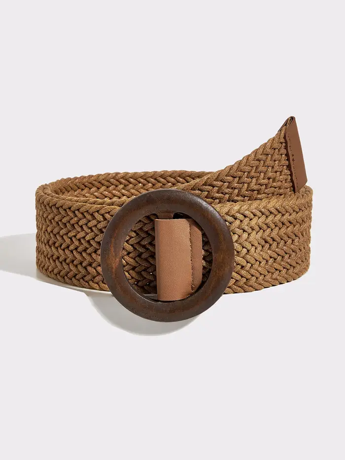 Ceinture tressée en corde cirée marron pour femme