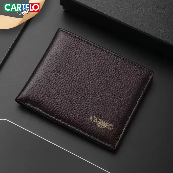 Portefeuille CARTELO en cuir pour hommes, style court, nouveau portefeuille en cuir de crocodile de 