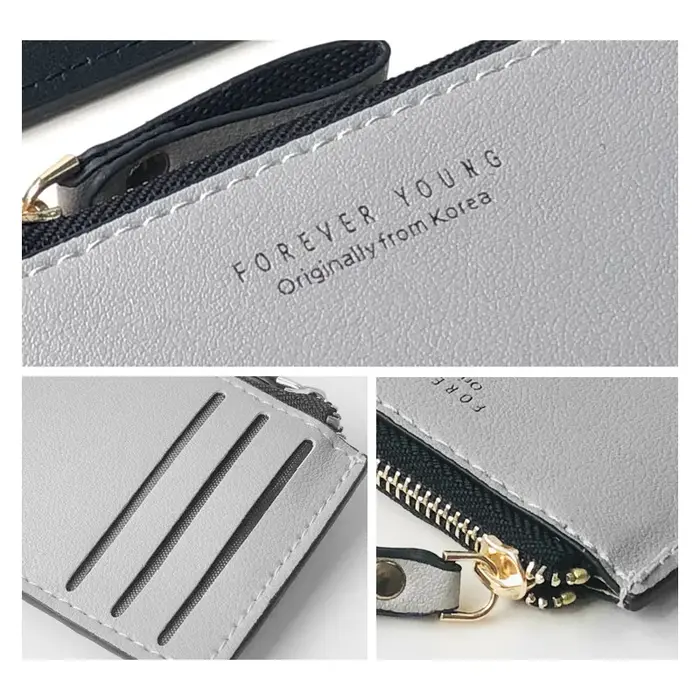 Portefeuille en cuir mince pour hommes – Petit porte-carte de crédit avec porte-monnaie à fermeture éclair