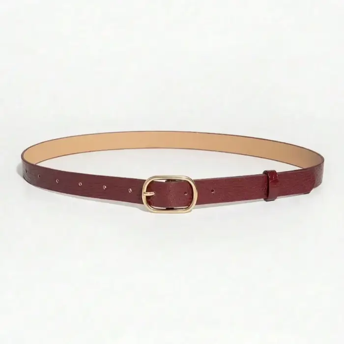 Ceinture vintage gaufrée rouge vin pour femme