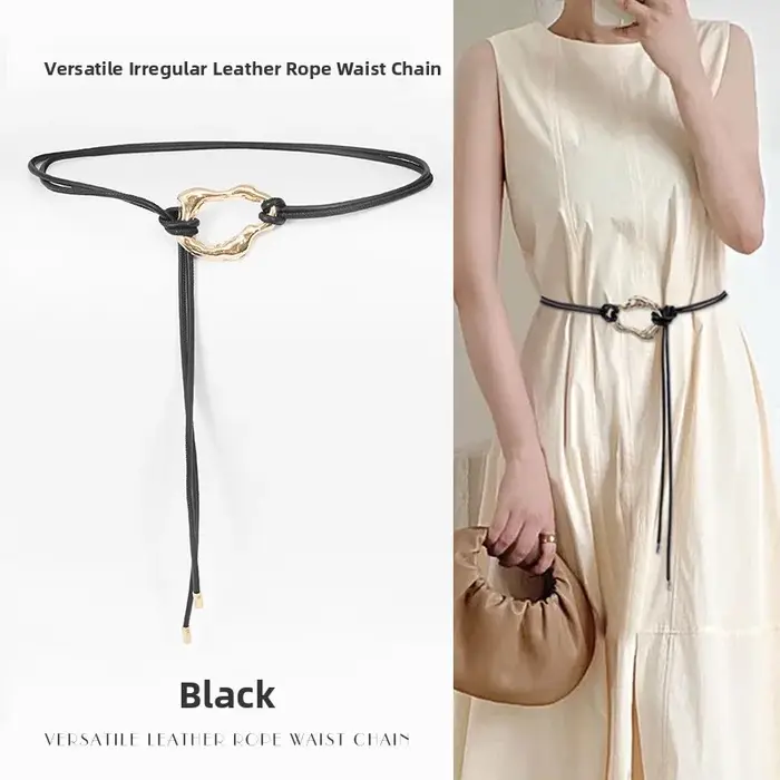 Ceinture de taille en cuir souple avec boucle dorée pour femmes