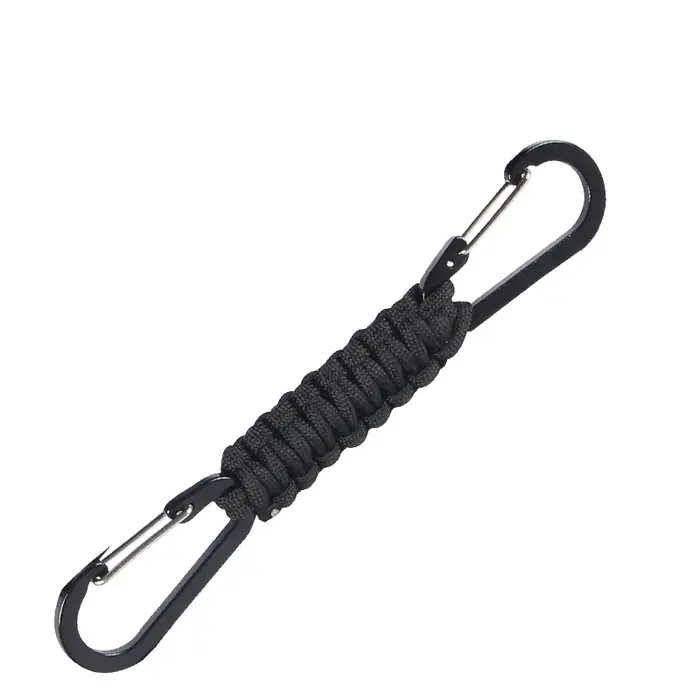 Porte-clés en paracorde avec double mousqueton, cordon tressé, outils de survie et de nouage d'urgen