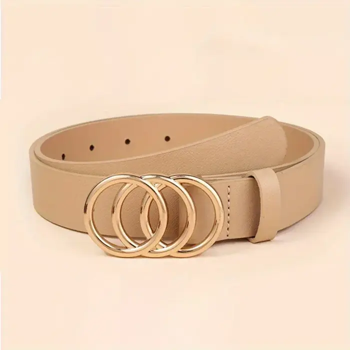 1 pièces doré Triple anneau boucle ceintures Simple couleur unie PU cuir ceinture jean pantalon