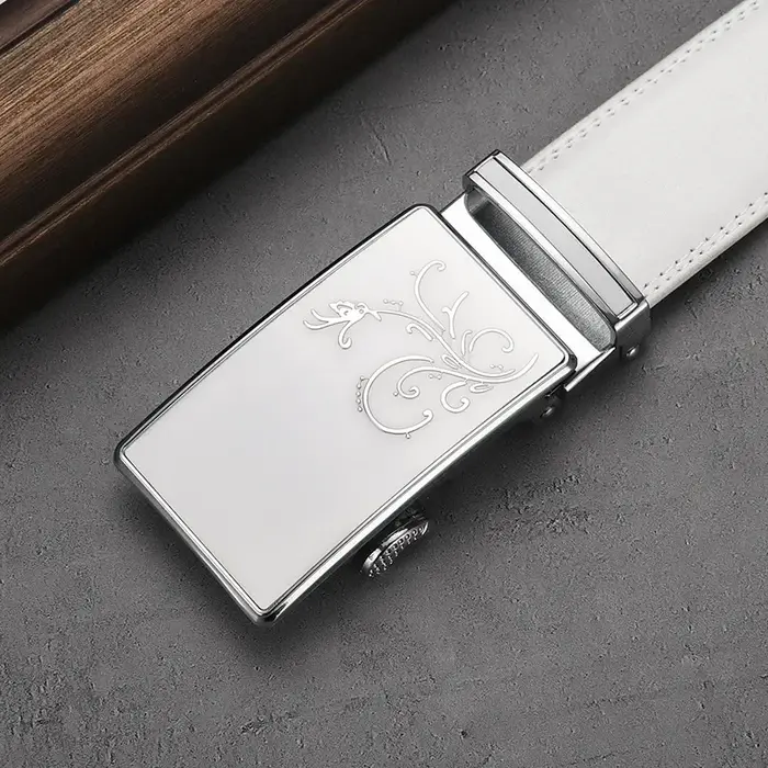 Ceinture en cuir de vachette automatique pour homme, ceinture double face, cuir véritable, chic, déc
