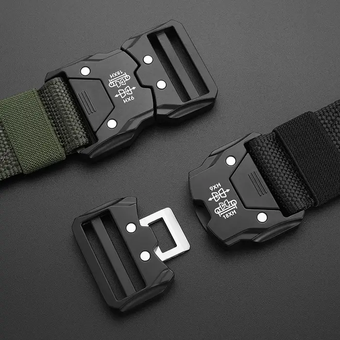 Véritable ceinture tactique noire à dégagement rapide pour hommes, boucle de ceinture d'extérieur à 