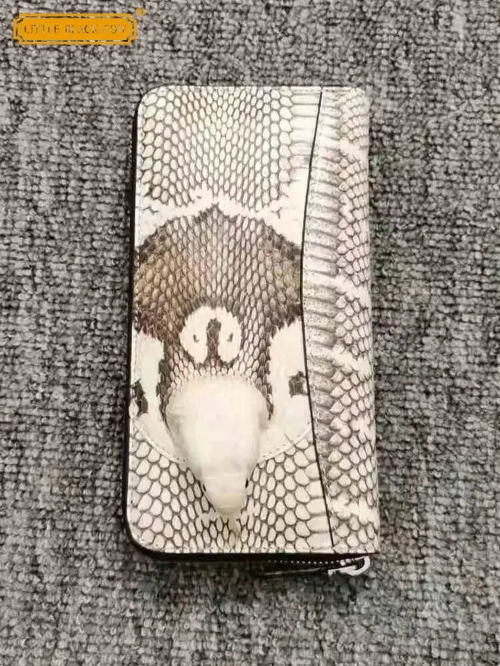 Portefeuille Homme en Cuir Véritable de Haute Qualité, Motif Peau de Serpent, Pochette de Luxe Décontractée pour Homme, Porte-Cartes Long Tendance