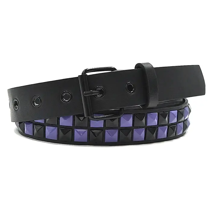 Ceinture Punk à rivets violets pour femmes, Hip Hop Y2k, accessoires pour jeans, tendance, en cuir P