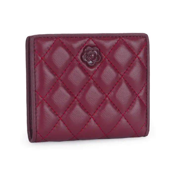 Portefeuille en cuir d'agneau matelassé de luxe pour femmes