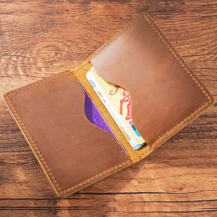 Porte-cartes en cuir vintage personnalisé-portefeuille minimaliste pour cartes de crédit/carte d'identité/banque