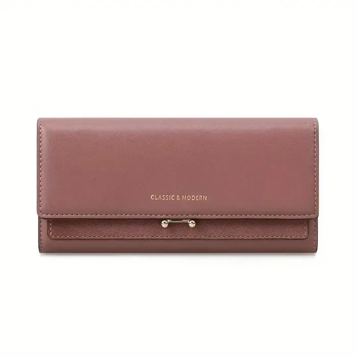 Portefeuille long en cuir PU pour femme