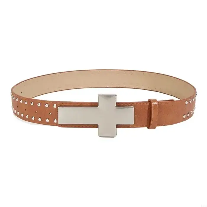 Ceinture cloutée Crucifix élégante pour hommes femmes, en PU, décoration rétro, Cummerbund, longueur