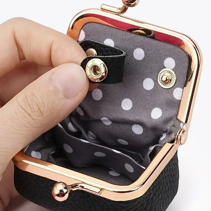 Portefeuille en cuir véritable avec serrure à baiser