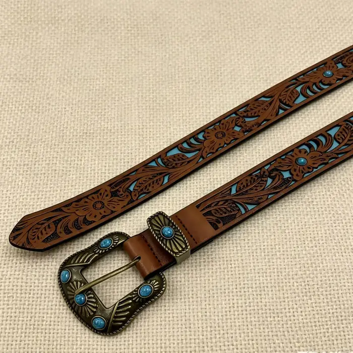 1 ceinture unisexe avec perles bleues
