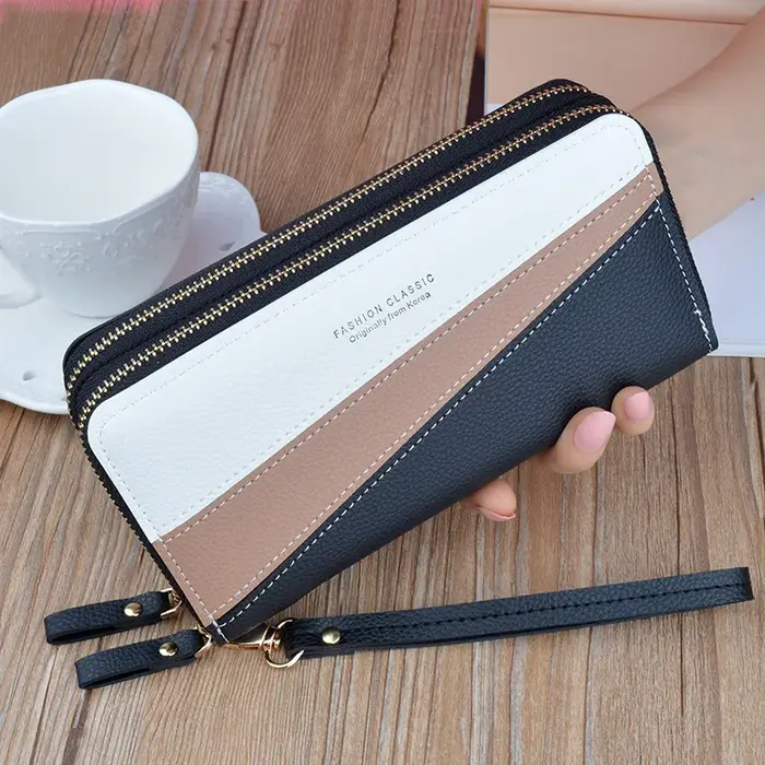 Kawaii – grand portefeuille rose en cuir pour femmes, porte-monnaie de luxe de styliste