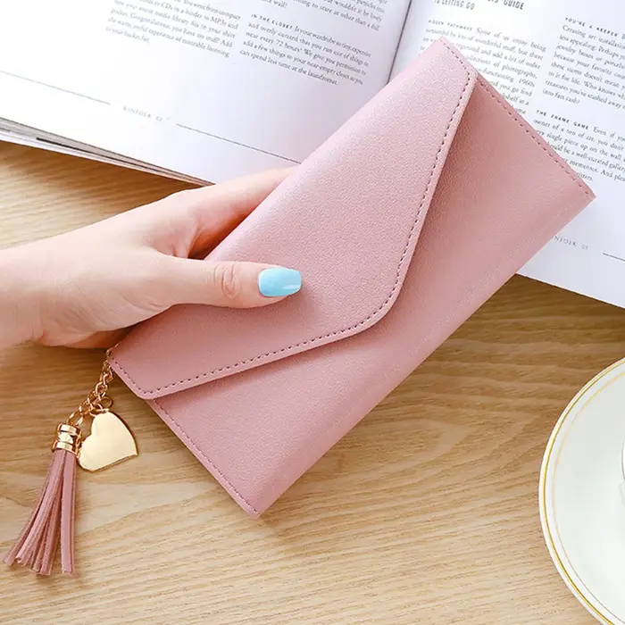 Portefeuille long en cuir PU pour femme
