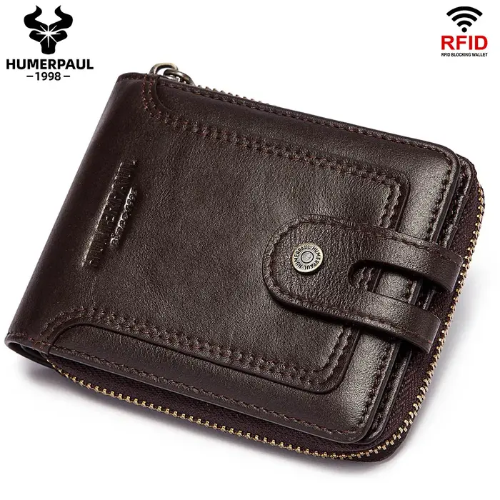 Portefeuille en cuir véritable pour homme
