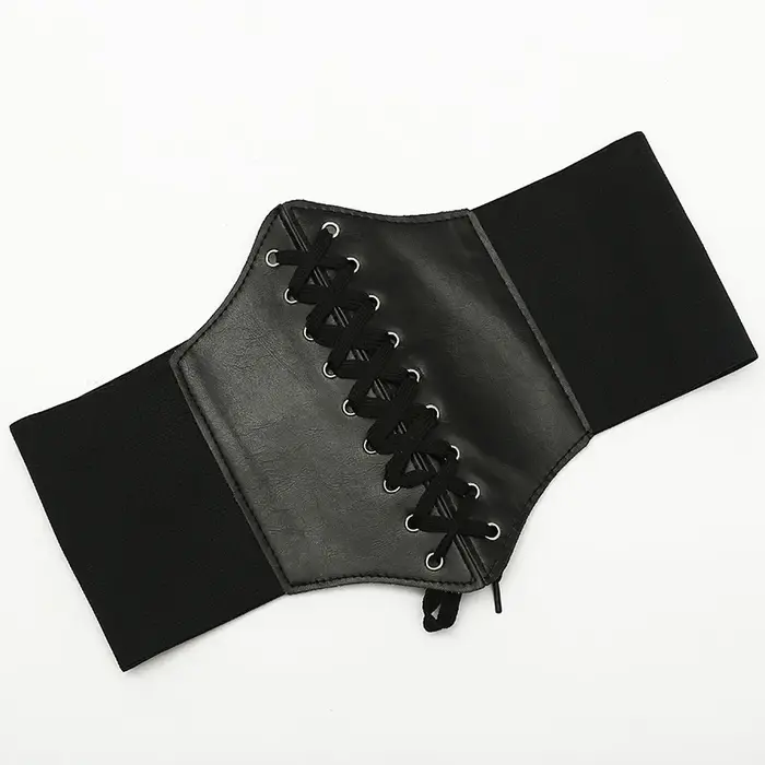 Ceinture large rétro pour femme avec élastique, ceinture noire de haute qualité, tendance populaire 