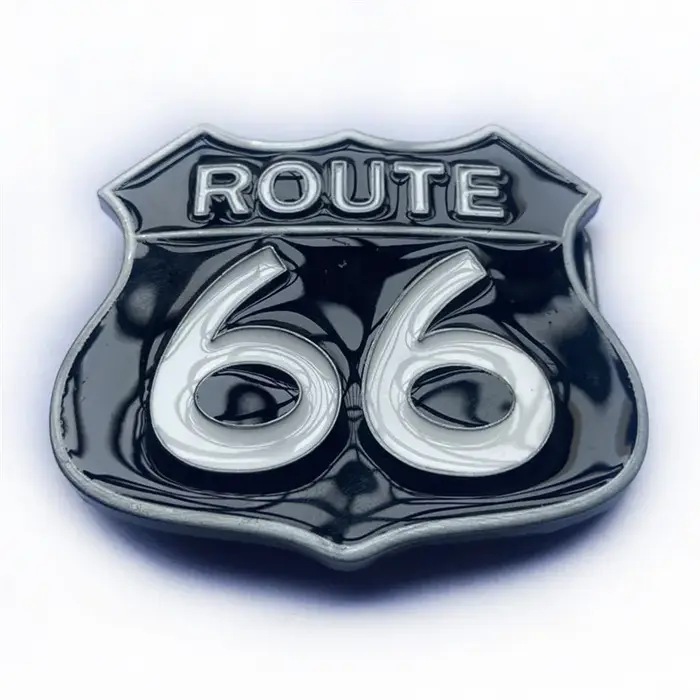 Boucle de ceinture ROUTE 66, style western décontracté et tendance