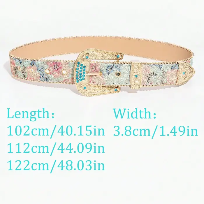 Ceinture imprimée brodée de style royal rétro pour femmes, ceinture décorative pour jupe en jean avec boucle sculptée, adaptée aux rassemblements décontractés, 1 pièce