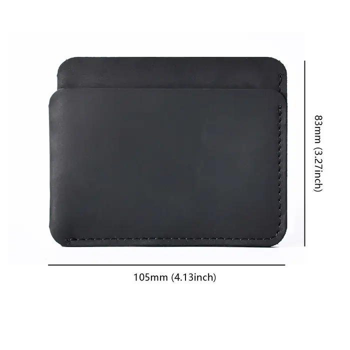 AIGUONIU portefeuille de cartes en cuir véritable pleine fleur Style Vintage Crazy Horse poche avant