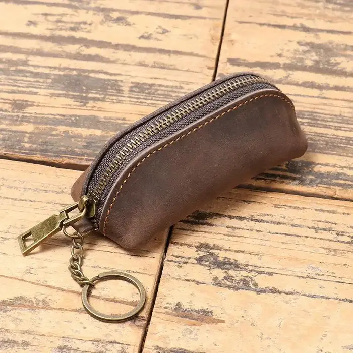 Porte-monnaie vintage avec fermeture éclair, design rétro, pour cartes de crédit et clés, sac organisateur polyvalent